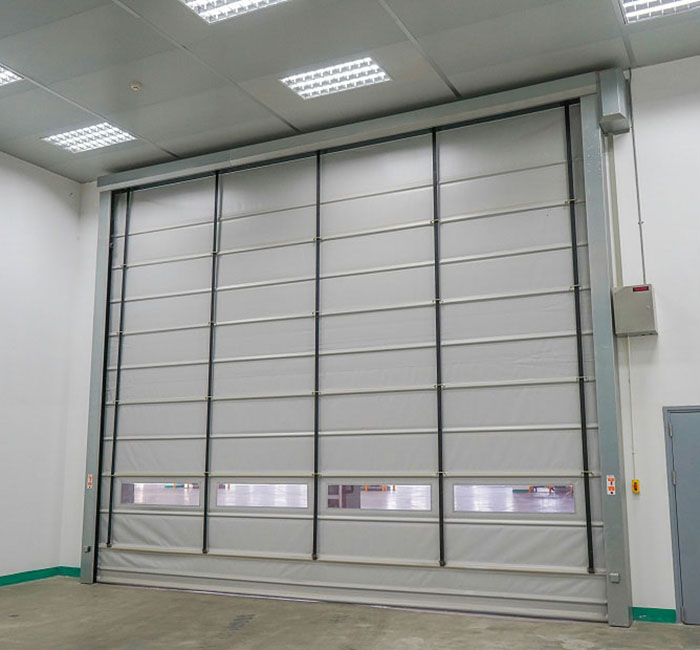 Stacking high speed door for workshop