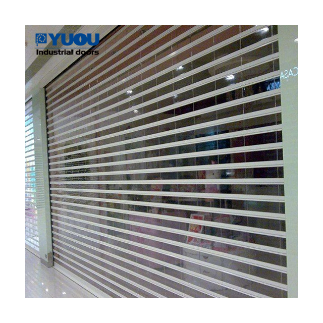 Transparent clear glass roll up door