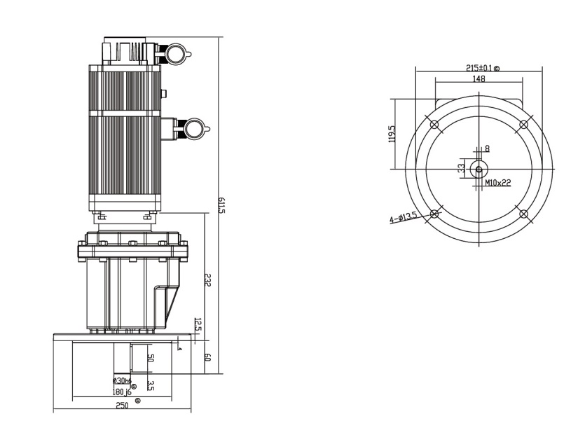 2200W Spiral high speed door motor